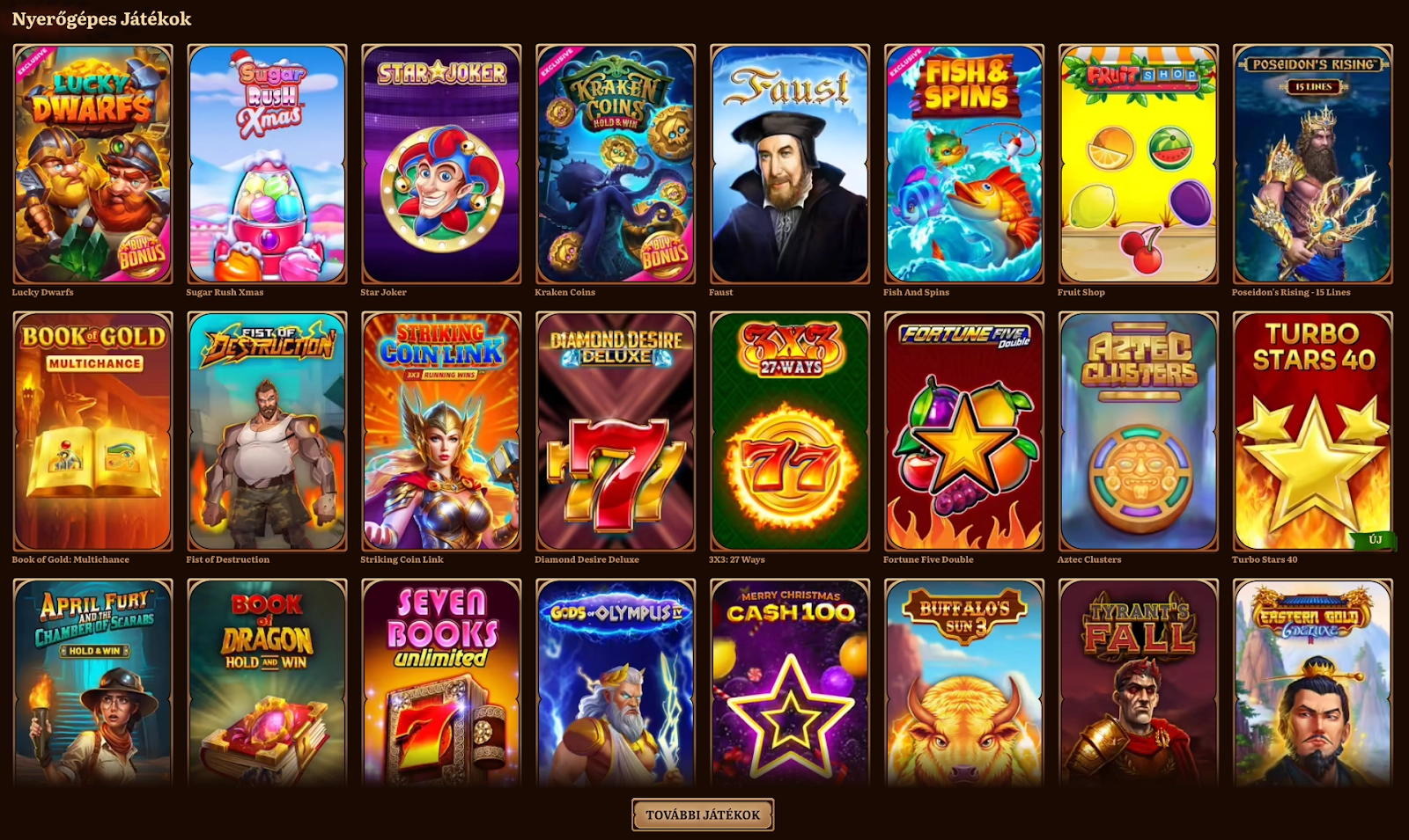 Klasszikus és modern nyerőgépek a Wild Robin Casinóban